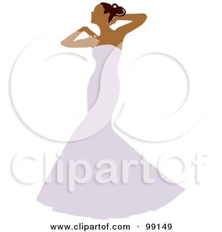 Royalty-Free (RF) Clipart Illustration of a Graceful Hispanic Bride Posing In Her White Wedding Gown by Pams Clipart