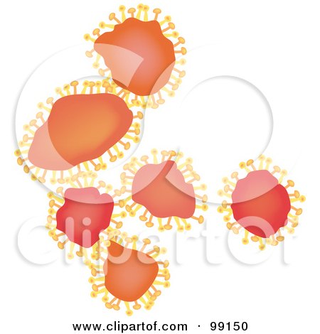 Royalty-Free (RF) Clipart Illustration of Orange Microscopic Viruses  by Pams Clipart