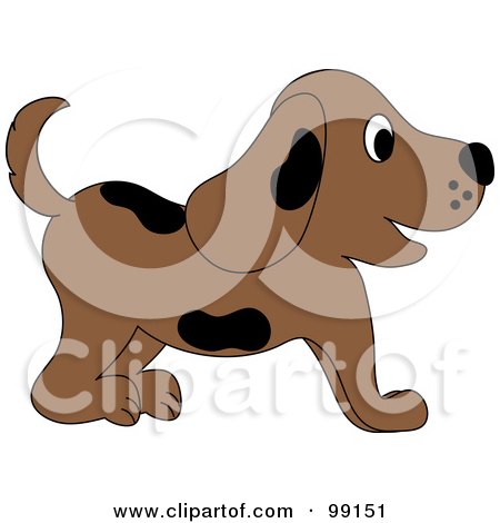 Royalty-Free (RF) Clipart Illustration of a Brown Puppy Dog With Black Spots In Profile by Pams Clipart