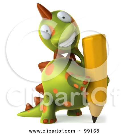 Royalty-Free (RF) Clipart Illustration of a 3d Spotted Dino Character