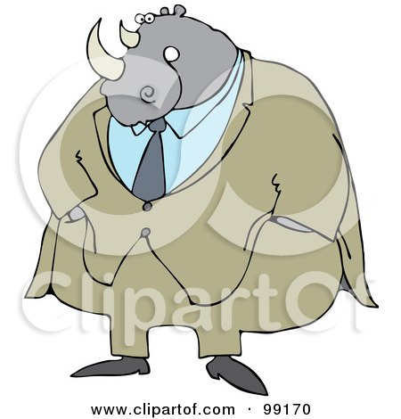 Royalty-Free (RF) Clipart Illustration of a Rhino Businessman In A Beige Suit by djart
