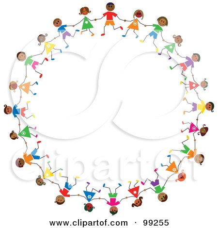 Royalty-Free (RF) Clipart Illustration of a Circle Of Hispanic Stick Children by Prawny