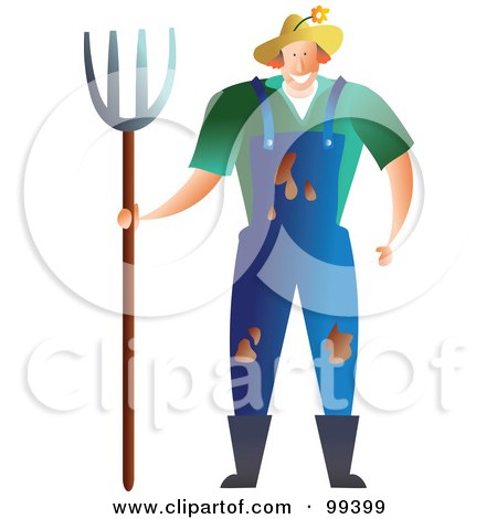 Royalty-Free (RF) Clipart Illustration of a Messy Male Farmer With Mud On His Overalls by Prawny