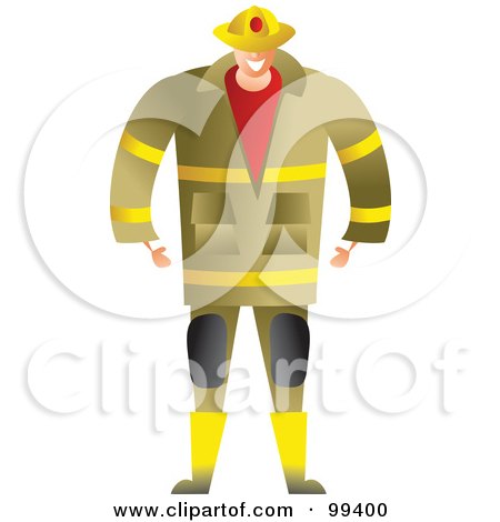 Royalty-Free (RF) Clipart Illustration of a Male Fire Fighter In A Yellow Uniform by Prawny
