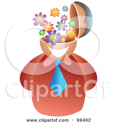 Royalty-Free (RF) Clipart Illustration of a Businessman With A Flower Brain by Prawny