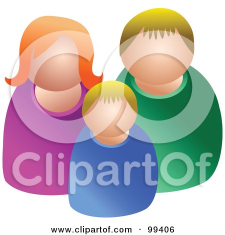 Royalty-Free (RF) Clipart Illustration of a Faceless Caucasian Family Of Three by Prawny