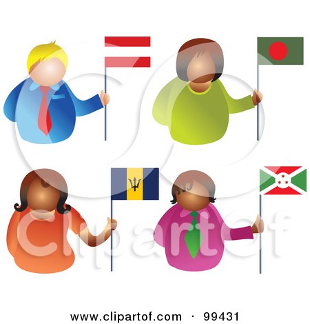 Royalty-Free (RF) Clipart Illustration of a Digital Collage Of People Holding Flags - 4 by Prawny