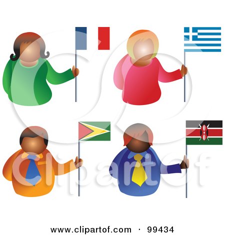 Royalty-Free (RF) Clipart Illustration of a Digital Collage Of People Holding Flags - 5 by Prawny