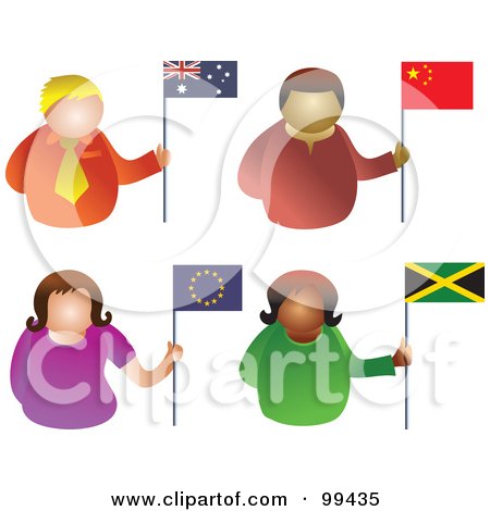 Royalty-Free (RF) Clipart Illustration of a Digital Collage Of People Holding Flags - 2 by Prawny