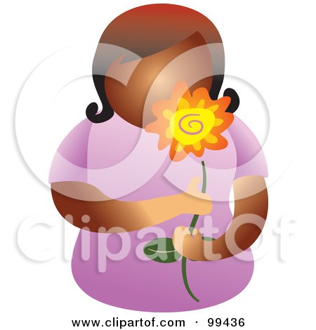 Royalty-Free (RF) Clipart Illustration of a Lady Holding a Flower by Prawny