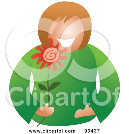Royalty-Free (RF) Clipart Illustration of a Woman Holding a Flower by Prawny