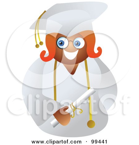 Royalty-Free (RF) Clipart Illustration of a Female Graduate In A White Cap And Gown by Prawny