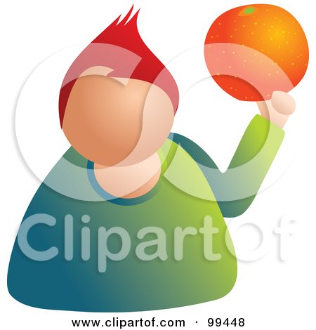 Royalty-Free (RF) Clipart Illustration of a Man Holding A Large Orange by Prawny