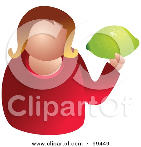 Royalty-Free (RF) Clipart Illustration of a Woman Holding A Large Lime by Prawny