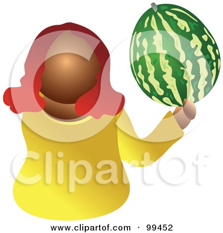 Royalty-Free (RF) Clipart Illustration of a Woman Holding A Large Watermelon by Prawny