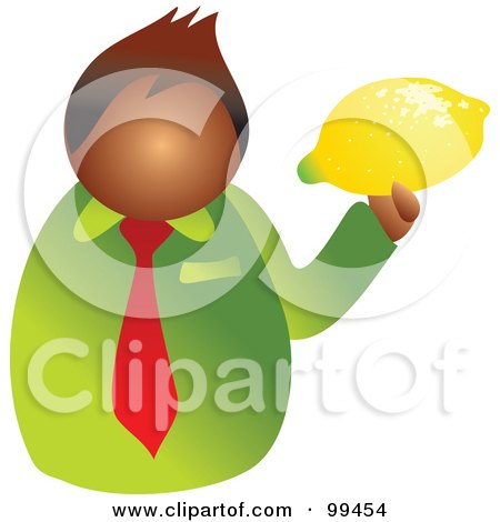 Royalty-Free (RF) Clipart Illustration of a Man Holding A Large Lemon by Prawny