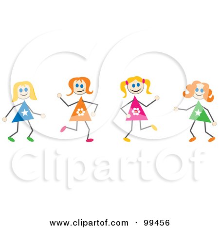 Royalty-Free (RF) Clipart Illustration of Stick Girls by Prawny