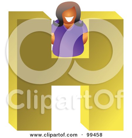 Royalty-Free (RF) Clipart Illustration of a Woman With A Large Letter H by Prawny