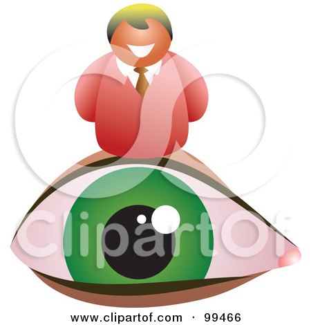 Royalty-Free (RF) Clipart Illustration of a Businessman Over A Large Green Eye by Prawny