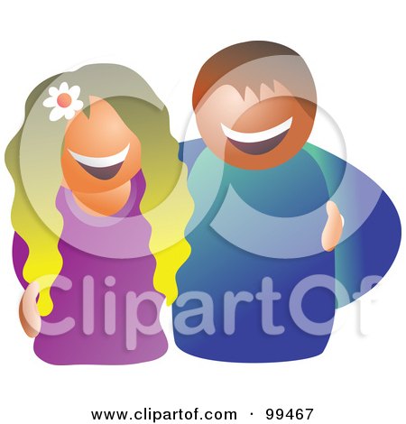 Royalty-Free (RF) Clipart Illustration of a Happy Couple Smiling, The Woman With A Flower In Her Hair by Prawny