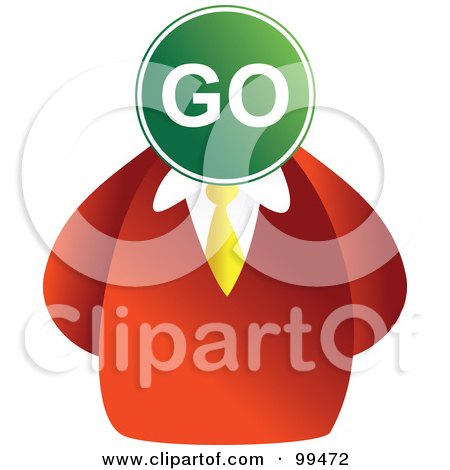 Royalty-Free (RF) Clipart Illustration of a Businessman With A Go Sign Face by Prawny