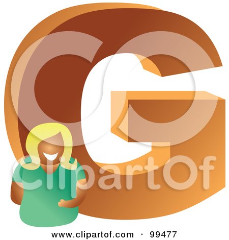 Royalty-Free (RF) Clipart Illustration of a Woman With A Large Letter G by Prawny