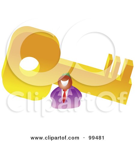 Royalty-Free (RF) Clipart Illustration of a Businessman With A Giant Key by Prawny