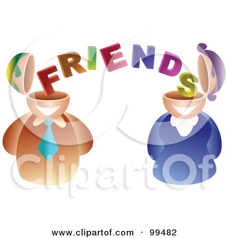 Royalty-Free (RF) Clipart Illustration of a Businses Man And Woman With Friend Brains by Prawny