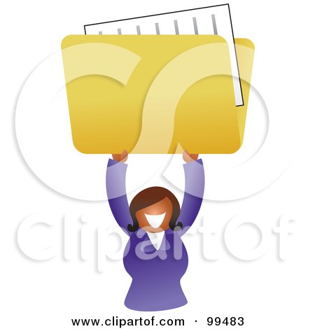 Royalty-Free (RF) Clipart Illustration of a Businesswoman Holding Up A Folder by Prawny