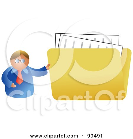 Royalty-Free (RF) Clipart Illustration of a Businessman Holding A Large Folder by Prawny
