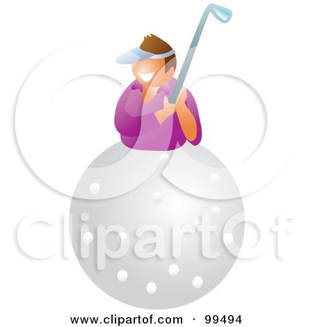 Royalty-Free (RF) Clipart Illustration of a Happy Woman On A Golf Ball by Prawny