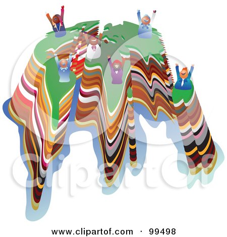 Royalty-Free (RF) Clipart Illustration of a Business Team On A World Map by Prawny
