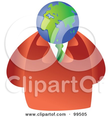 Royalty-Free (RF) Clipart Illustration of a Businessman With A Globe Face by Prawny