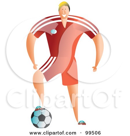 Royalty-Free (RF) Clipart Illustration of a Pro Soccer Player Resting His Foot On A Ball by Prawny
