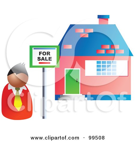 Royalty-Free (RF) Clipart Illustration of a Realtor By A Sold House by Prawny