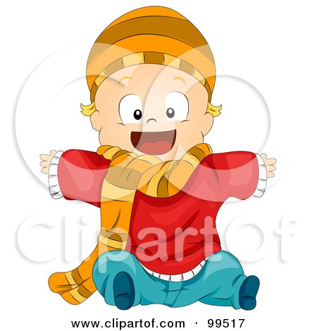 Royalty-Free (RF) Clipart Illustration of a Baby Boy Wearing Winter Clothing by BNP Design Studio