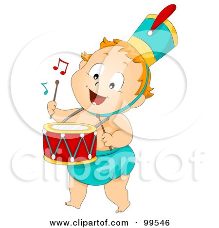 Royalty-Free (RF) Clipart Illustration of a Baby Boy Drummer by BNP Design Studio
