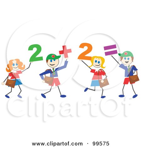 Royalty-Free (RF) Clipart Illustration of Stick School Children With Numbers by Prawny