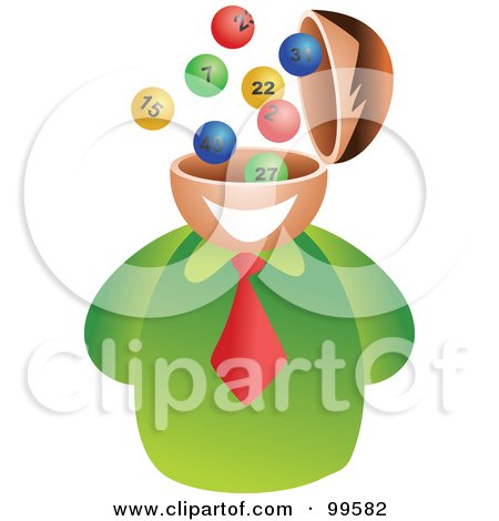 Royalty-Free (RF) Clipart Illustration of a Businessman With A Lottery Brain by Prawny
