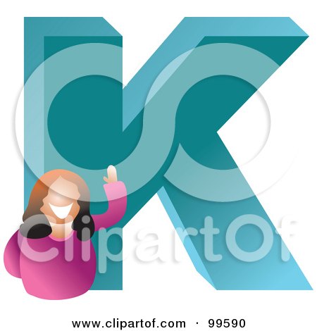 Royalty-Free (RF) Clipart Illustration of a Woman With A Large Letter K by Prawny