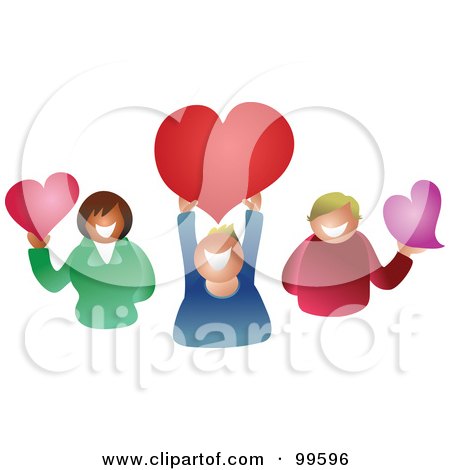Royalty-Free (RF) Clipart Illustration of a Group Of People Holding Up Hearts by Prawny