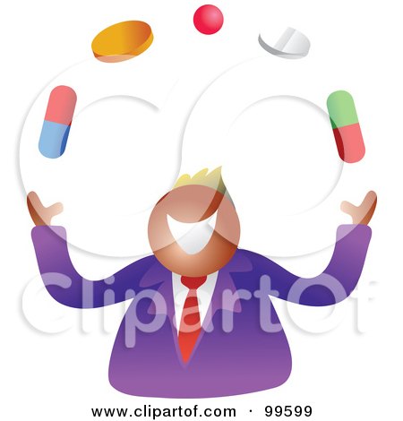 Royalty-Free (RF) Clipart Illustration of a Man Juggling Pills by Prawny