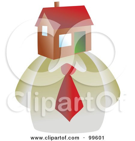 Royalty-Free (RF) Clipart Illustration of a Businessman With A House Face by Prawny