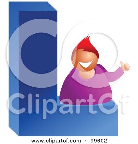 Royalty-Free (RF) Clipart Illustration of a Businessman With A Large Letter L by Prawny
