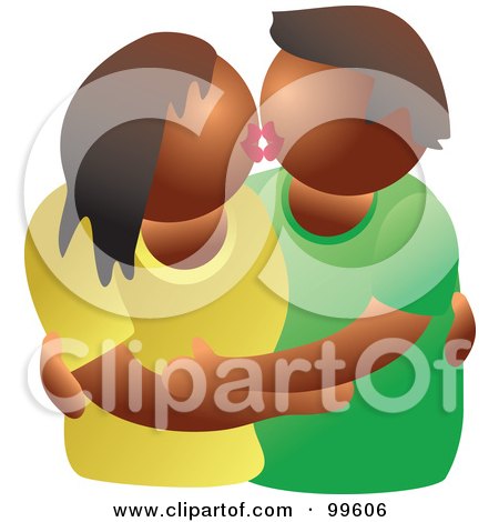 Royalty-Free (RF) Clipart Illustration of a Black Couple Embracing And Kissing by Prawny