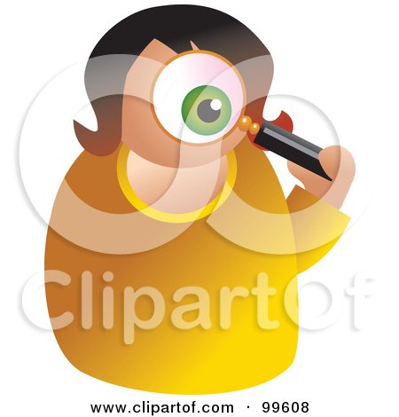 Royalty-Free (RF) Clipart Illustration of a Woman Holding A Magnifying Glass In Front Of His Eye by Prawny