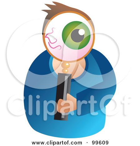 Royalty-Free (RF) Clipart Illustration of a Man Holding A Magnifying Glass In Front Of His Eye by Prawny