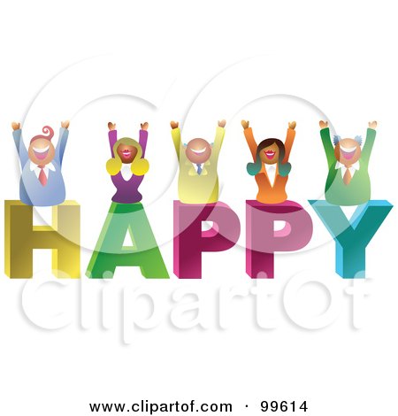 Royalty-Free (RF) Clipart Illustration of a Business Team Celebrating On HAPPY by Prawny
