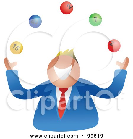 Royalty-Free (RF) Clipart Illustration of a Businessman Juggling Lottery Balls by Prawny