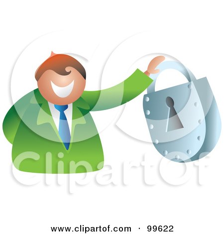 Royalty-Free (RF) Clipart Illustration of a Businessman Holding A Padlock by Prawny